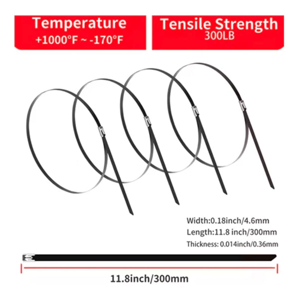 100 Pcs Heavy Duty 304 Stainless Steel Zip